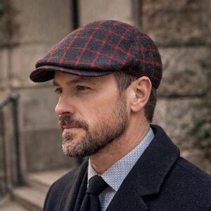 Goorin Bros Black and Red Plaid Hat
